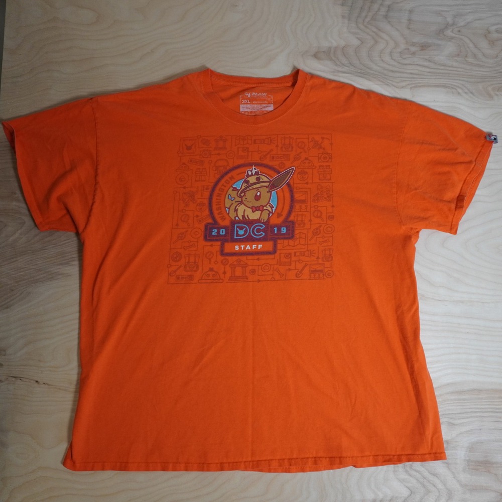 Pokemon Staff Shirt Eevee Orange World Championships 2019 3XL Washington DC